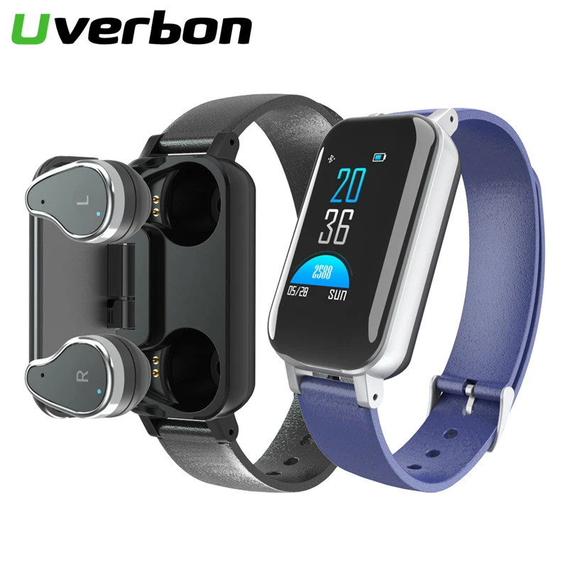 Новинка, T89 TWS, умные бинауральные Bluetooth наушники, фитнес-браслет, монитор сердечного ритма, смарт-браслет, спортивные умные часы