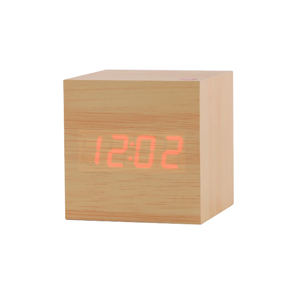 G258982A Мини Деревянные бамбуковые часы цифровой светодиодный Настольный будильник термометр управление звуками светодиодный дисплей календарь офисный Декор - Цвет: G258982A