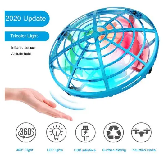 Mini RC UFO Drone With LED Light Gesture Sensing Quadcopter Anti-collision Induction Flying Ball Dron Toys for children