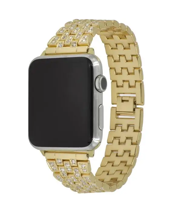 gold Роскошный полностью бриллиантовый металлический браслет ремешок для Apple Watch серии 5 4 3 2 1 40 мм 38 мм модный ремешок для iwatch 4 5 полосы 42 мм 44 мм - Цвет ремешка: gold