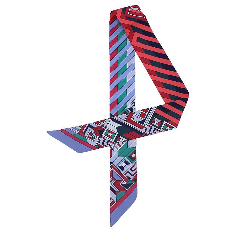 Women Silk Scarf Twill Ribbon Skinny Scarfs Lady Hair Neck Scarves Female Striped Print Head Tie New 2021 |