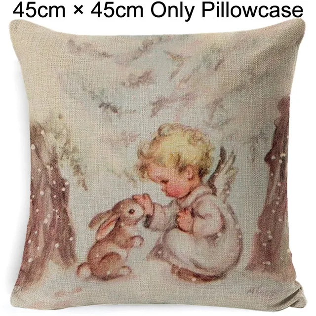 Christmas Pillowcase Cushion Covers 45x45cm Sofa Decoration Gift Letter Print Linen Pillow Cover For Home Xmas Ornament 2021 19