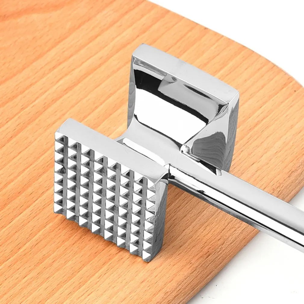Meat Beat Checkered Tender Hammer Double Sided Mallet Hammer Stainless Steel Knock Home Kitchen Mallet Tool