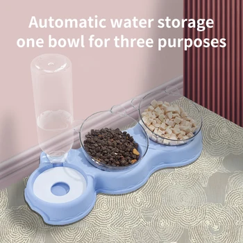 Three-Bowl Automatic Feeder Anti-Overturning Moisture-Proof Mouth Dog Bowl Feed Water Feeder Bowl 6