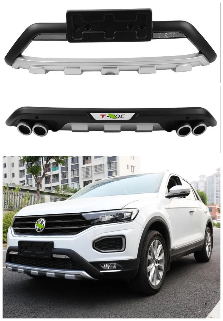 

ABS Car Front+ Rear Bumper Protector Cover Guard Skid Plate Fits For Volkswagen T-ROC TROC 2018 2019