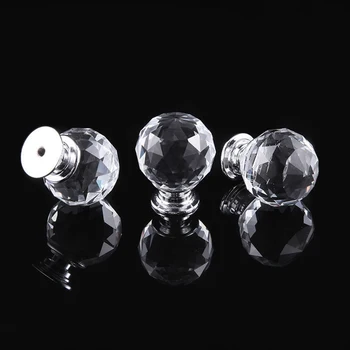 20 30mm Cabinet Knob Crystal Glass Knobs Cupboard Drawer Pull Kitchen Cabinet Door Wardrobe Handles Hardware