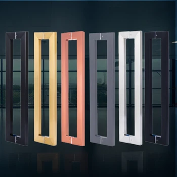 

1pair Glass/wooden door handle Fine no fingerprint gold handles Silver/black stainless steel hardware pulls for home/stor/hotel