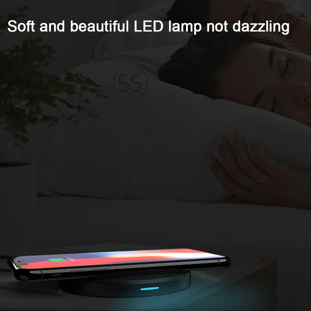 5W Overvoltage Protection Round Pad Travel Smart Wireless Charger Mini Non Slip LED Indicator Portable Desk Phone For IPhone X