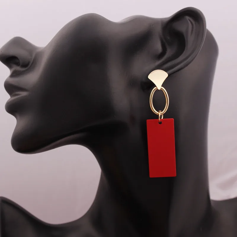 

EK748 New Design Handmade Geometric Sequin Pendant Drop Earrings for Women Long Exaggerated Earring Brincos Pendientes Gift
