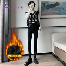 

Winter Woman Jeans Plus Velvet Warm Trousers Fashion All-match High-waist Pants 2021 Women's Trousers Fashion Trend Beauty Pants