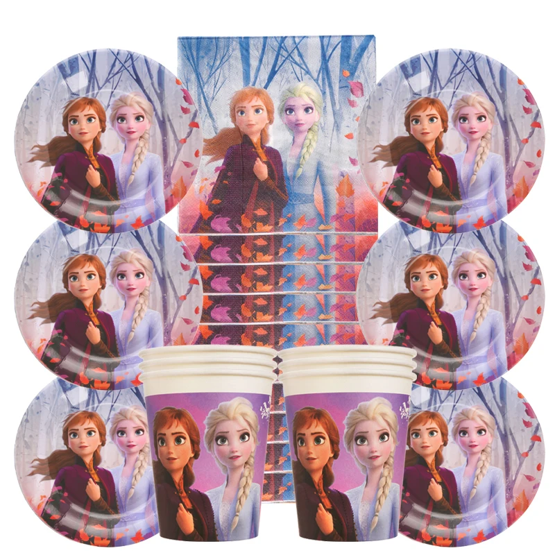 Happy Birthday Frozen theme 2 праздничные атрибуты Посуда для Девочек Комплект праздничных принадлежностей и вечеринка Girlfriend party party - Цвет: Total-32pcs