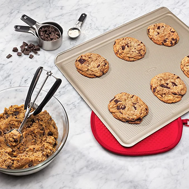 ZK30 Cookie Scoop Set Ice Cream Scoop 18/8 Stainless Steel Anti Slip Rubber Grip Cookie Dough Scooper Trigger Release