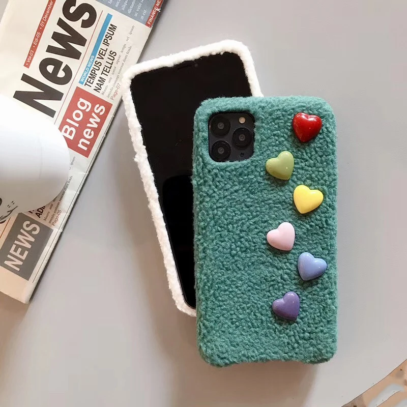 GlamPhone чехол плюшевый чехол для телефона с рисунком на тему любви для iPhone11Pro/Max X XS Max XR Мягкий силиконовый чехол для iPhone11 7 8 6 6s Plus чехол