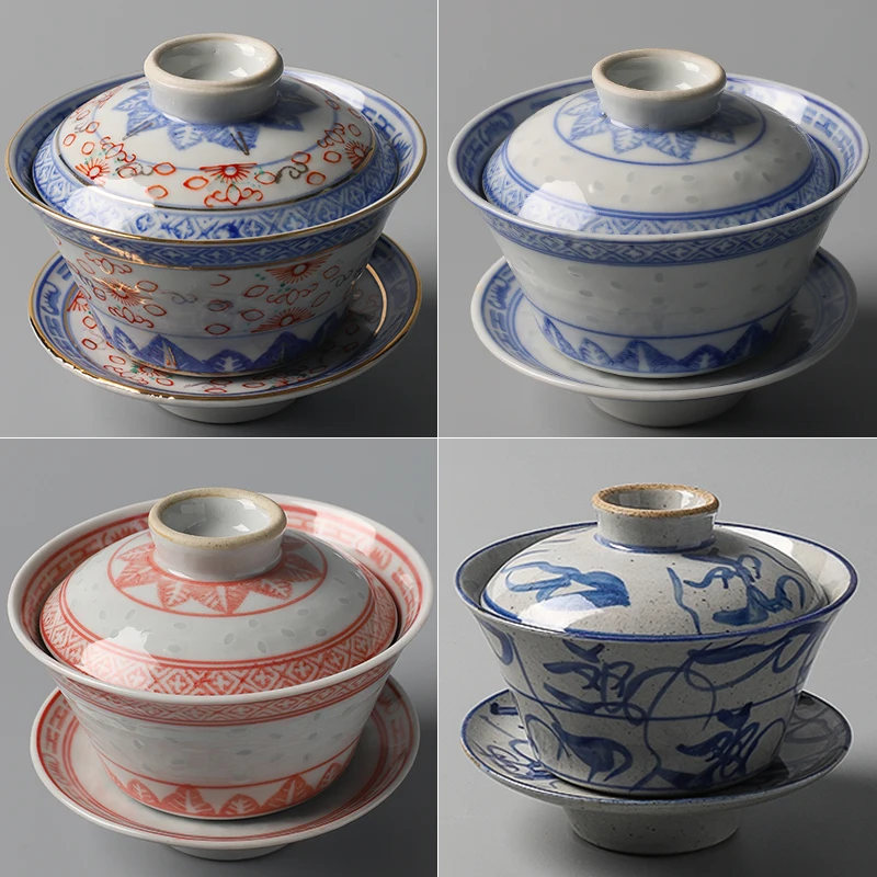 Фарфоровый чайный сервиз Jingdezhen классический изысканный набор белого и голубого