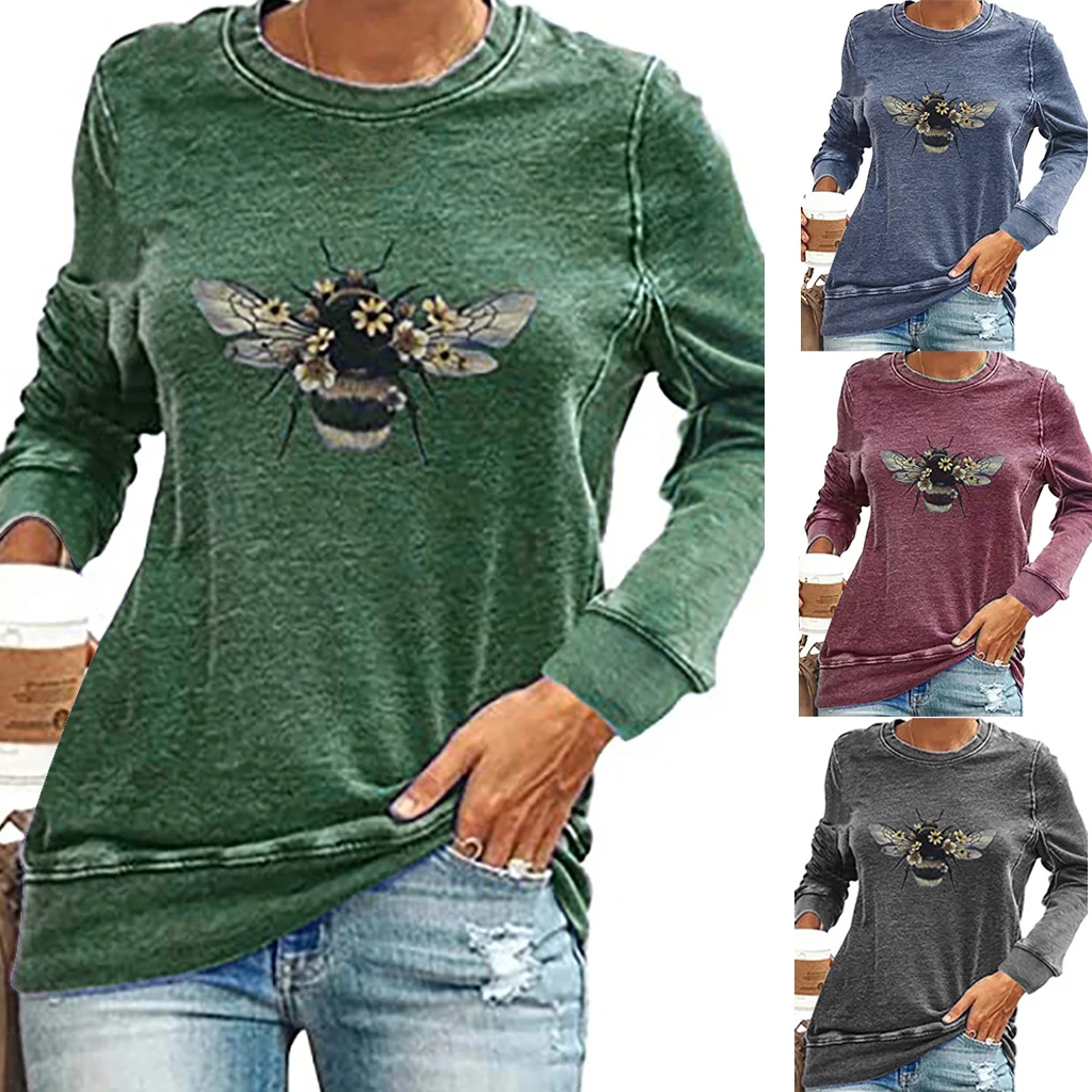 

Fall Winter Fashion Women 's Loose Base Shirt Stitching Long Sleeve Casual Sweatshirt Top T-shirt