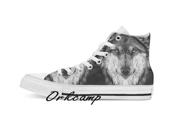 

Wolf face Custom Casual High Top lace-up Canvas shoes sneakers Drop shipping