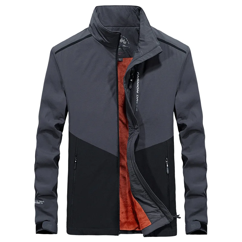 

2019 New Style Jacket Men's Brushed And Thick Warm Youth Casual Outdoor Windproof Waterproof Stand Collar Coat 9858a