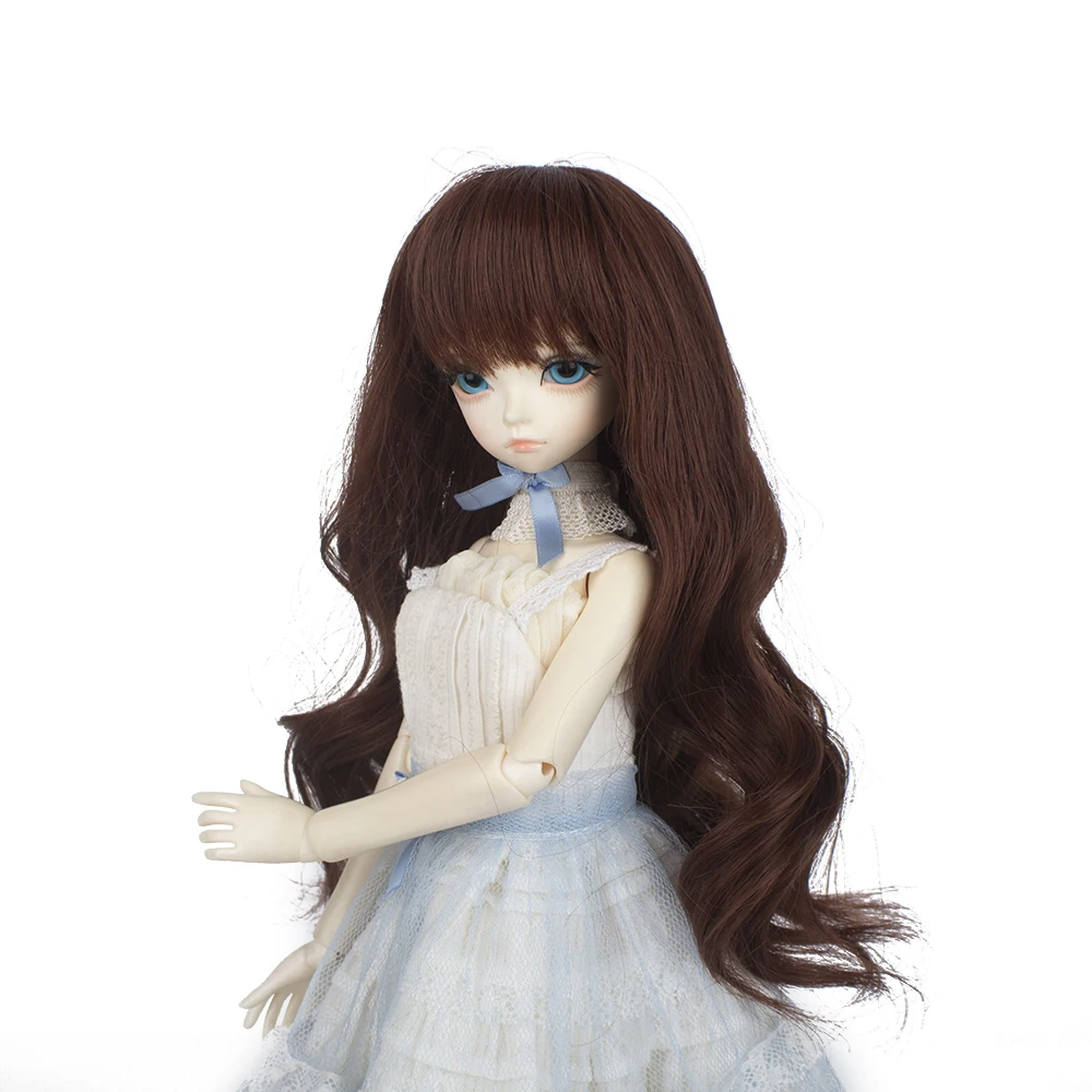 Muziwig 1/4 Bjd Wig High Temperature Long brown curly Bjd hair MSD SD For BJD Doll