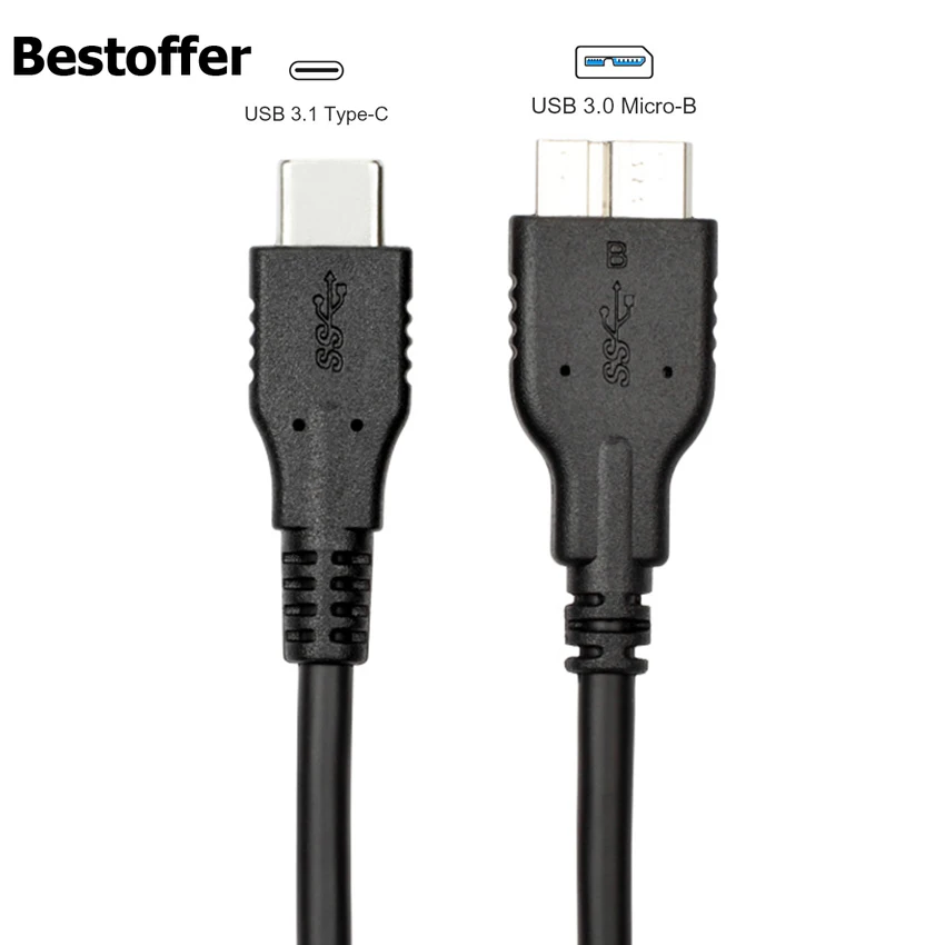 1 м USB C 3,1 type C к USB-B 3,0 Micro B Мужской адаптер конвертер для телефона компьютера внешний жесткий диск кабель