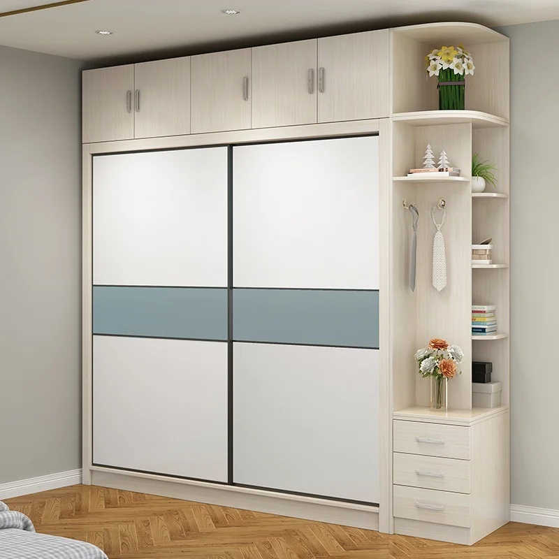 Wardrobe modern simple assembly moving door wardrobe custom sliding door cabinet for household bedroom