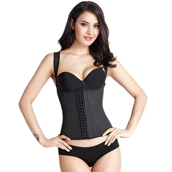 

Rubber corset wide shoulder strap Latex corset three-layer 9 steel sports vest