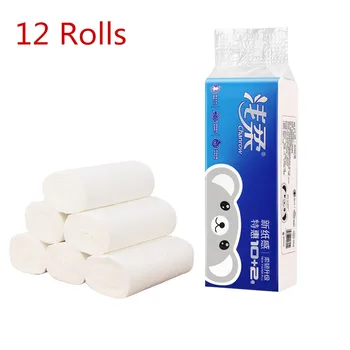 

12 Rolls /Pack Big Roll Paper Bulk Toliet Tissue Paper Bathroom Kitchen Use White Soft 4 Ply Tissues Cleaning Assessories