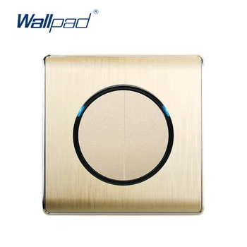 

Wallpad 2020 2 Gang 1 Way Random Click Wall Light Switch With LED Indicator Gold PC Brushed Panel For Home