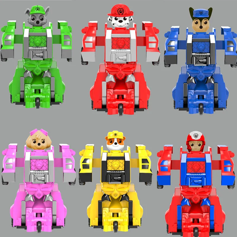 

6Pcs A Set Paw Patrol Deformation Car Deformation Robot Children's Educational Toy Model