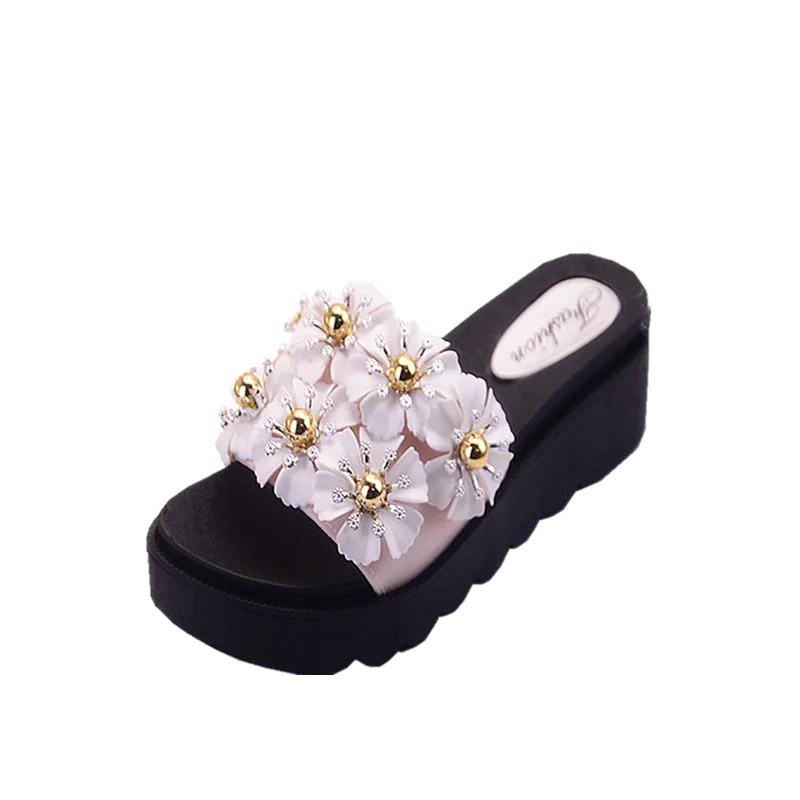 2021 Women Summer Sandals Slipper Indoor Outdoor Flip-flops Beach Shoes New Fashion Female Casual Flower Cool Platform Slipper