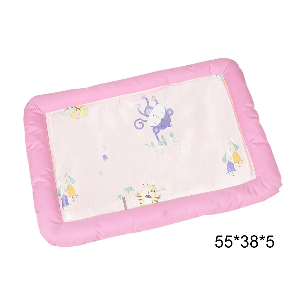Pink Летняя дышащая собака, кровать для собаки кошки двойного назначения льдом шелк нескользящий коврик устойчив к прокусыванию питомник LBShipping - Цвет: Pink