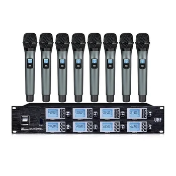 

Karaoke Wireless Vocal Microphone uhf Professional Dual Cordless Microphone For Church 8 Channels Mic