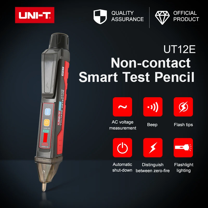 Детектор Напряжения Бесконтактный смарт-тест-ручка IP67 UT12E UT12M определение нулевой линии огня Обнаружение напряжения голосовой светильник сигнализация