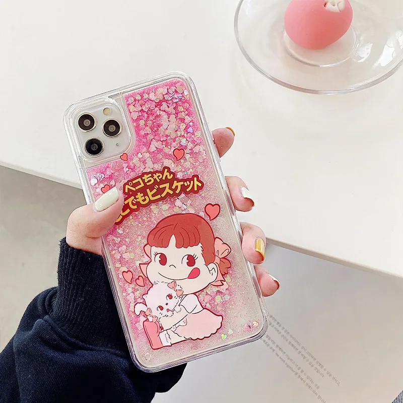 Блестящий чехол Love Heart Stars для iPhone 11 pro max X XR XS Max 6 6S 7 8 Plus динамический жидкий