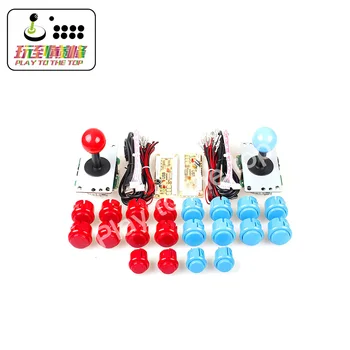 

2 Player USB Controller To PC Game 2x 5Pin Stick + 4x 24mm Push Button + 16x 30mm Buttons For Arcade Games Red / Blue