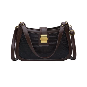 

AUAU-Vintage Women's Shoulder Bag Crocodile Pattern Crossbody Bag Wild Practical Shoulder Underarm Bag