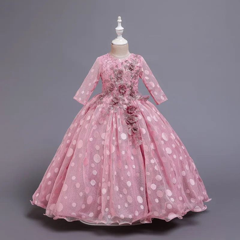 

Top Quality Lace Dresses For Girls Princess Dress Christmas Elegant Children Party Dress Lace Girls Wedding Dress