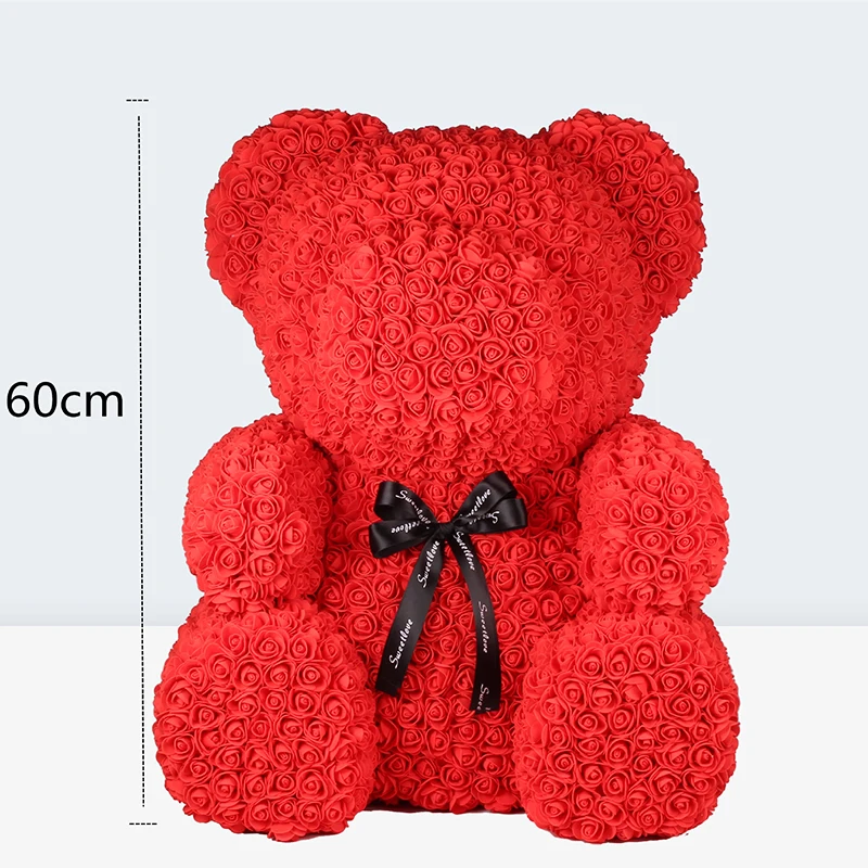 DIY 25 см плюшевый медведь розы Искусственные из ПЭ цветок медведь Роза День святого Валентина для девушки женщины жена подарок на день матери