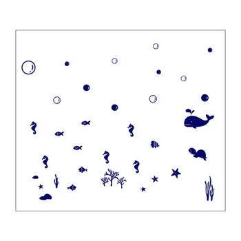 

2pcs Undersea Animals Wall Decal PVC Underwater World Sticker Decorative Wallpaper for Kids Room