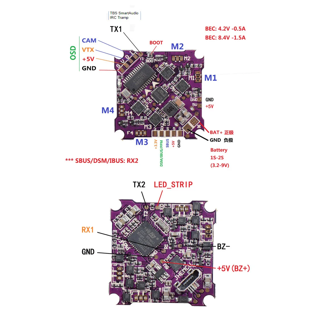 Play F4 bwoop Контроллер полета встроенный 5A 1-2S 4в1 ESC с мотором SE0802 0802 для радиоуправляемого дрона в помещении FPV гоночный Дрон
