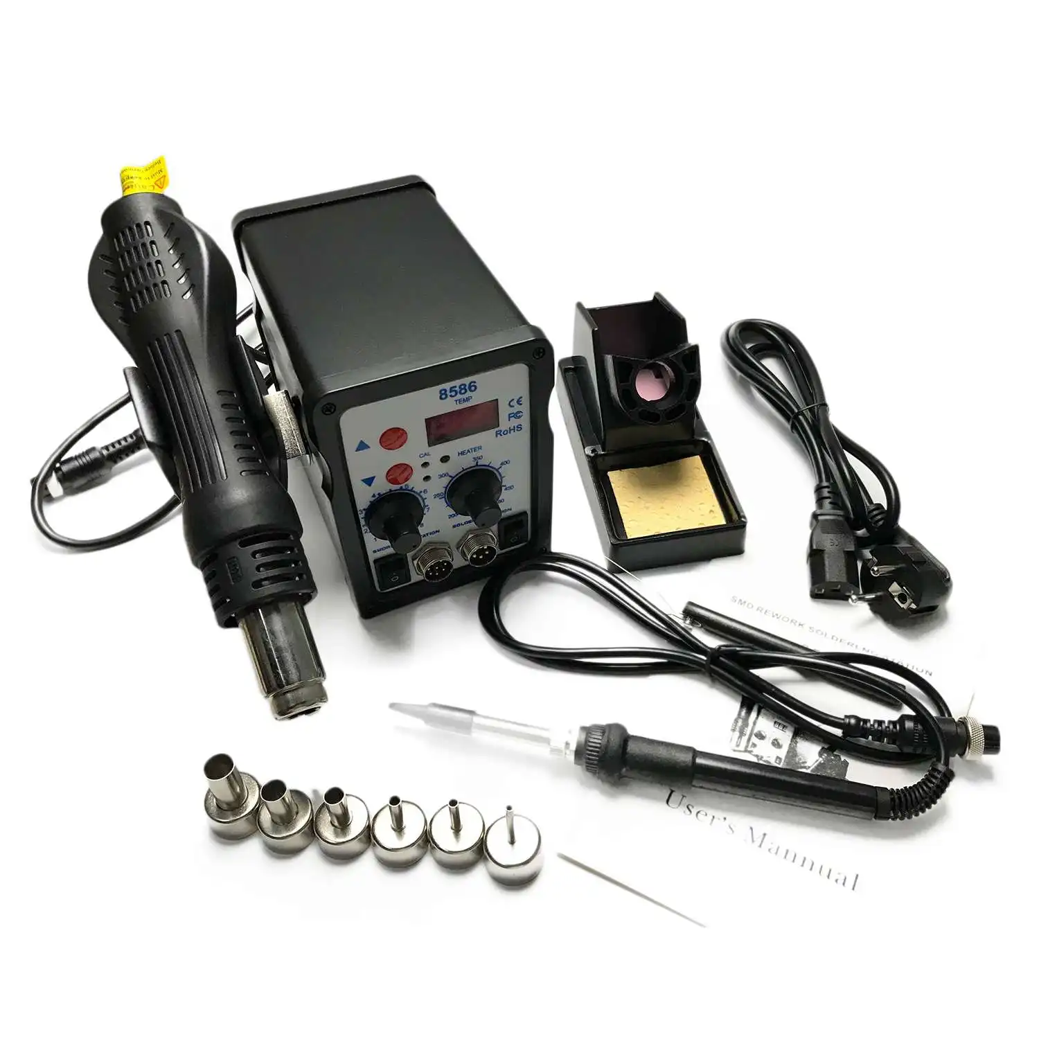 

GTBL EU Plug 8586 SMD BGA Rework Solder Station Hot Air Blower Heat Intelligent Detection And Cool Air Welding Soldering Iron Re