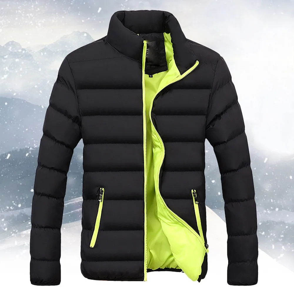 2020 New Winter Solid Color Jackets Parka Men Brand Autumn Warm Outwear Slim Fit Mens Cotton Padded Coats Male Coat #3 | Мужская одежда