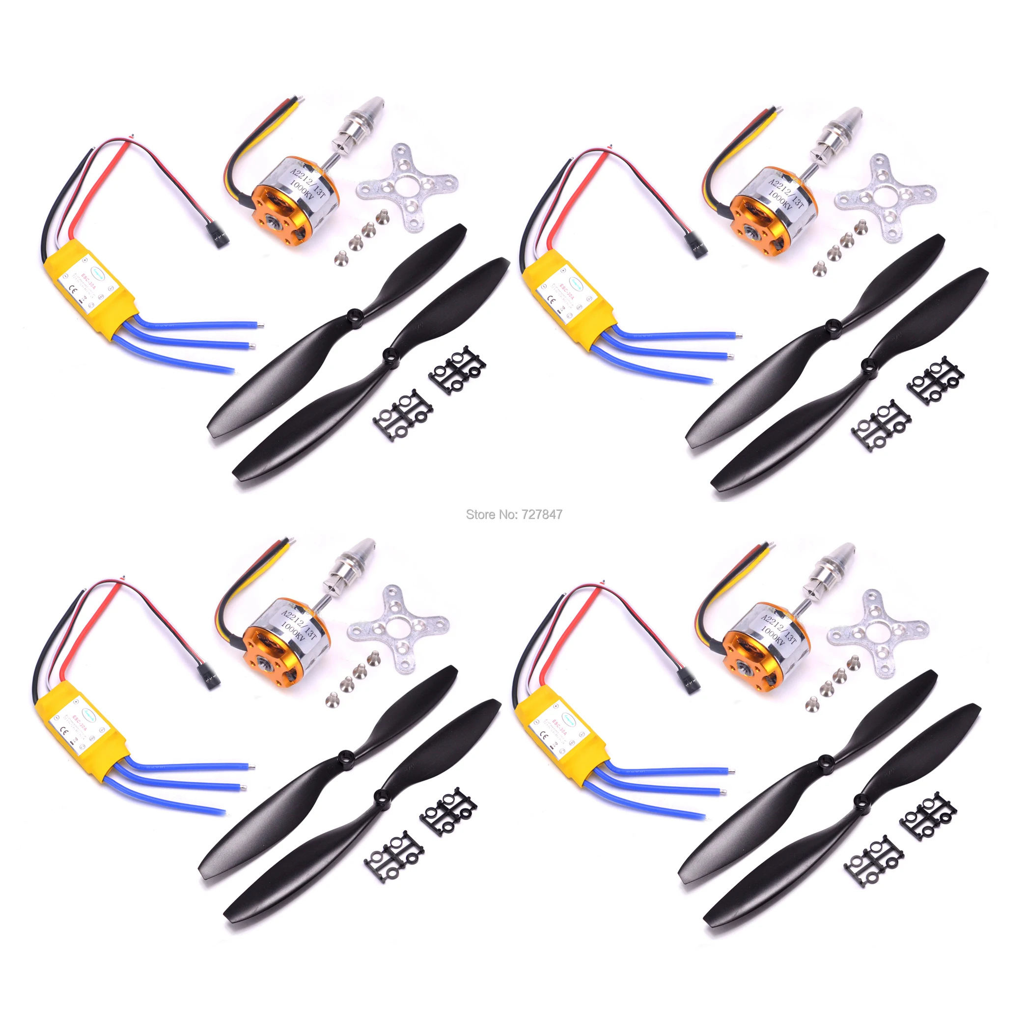 Бесщеточный мотор редуктор A2212 2212 1000KV / 1400KV A2208 1100KV 30A ESC 1045 четырехроторный