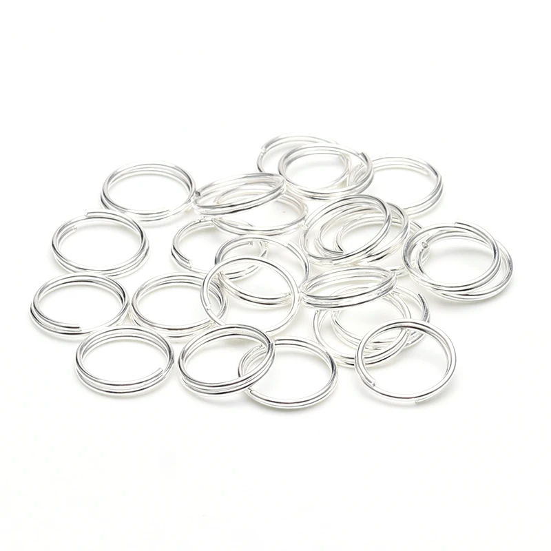 silver 200 шт./лот, 4, 6, 8, 10, 12 мм, открытые кольца с двумя петлями, золотое, серебряное, Раздвоенные кольца, разъемы для изготовления ювелирных изделий, сделай сам - Цвет: silver