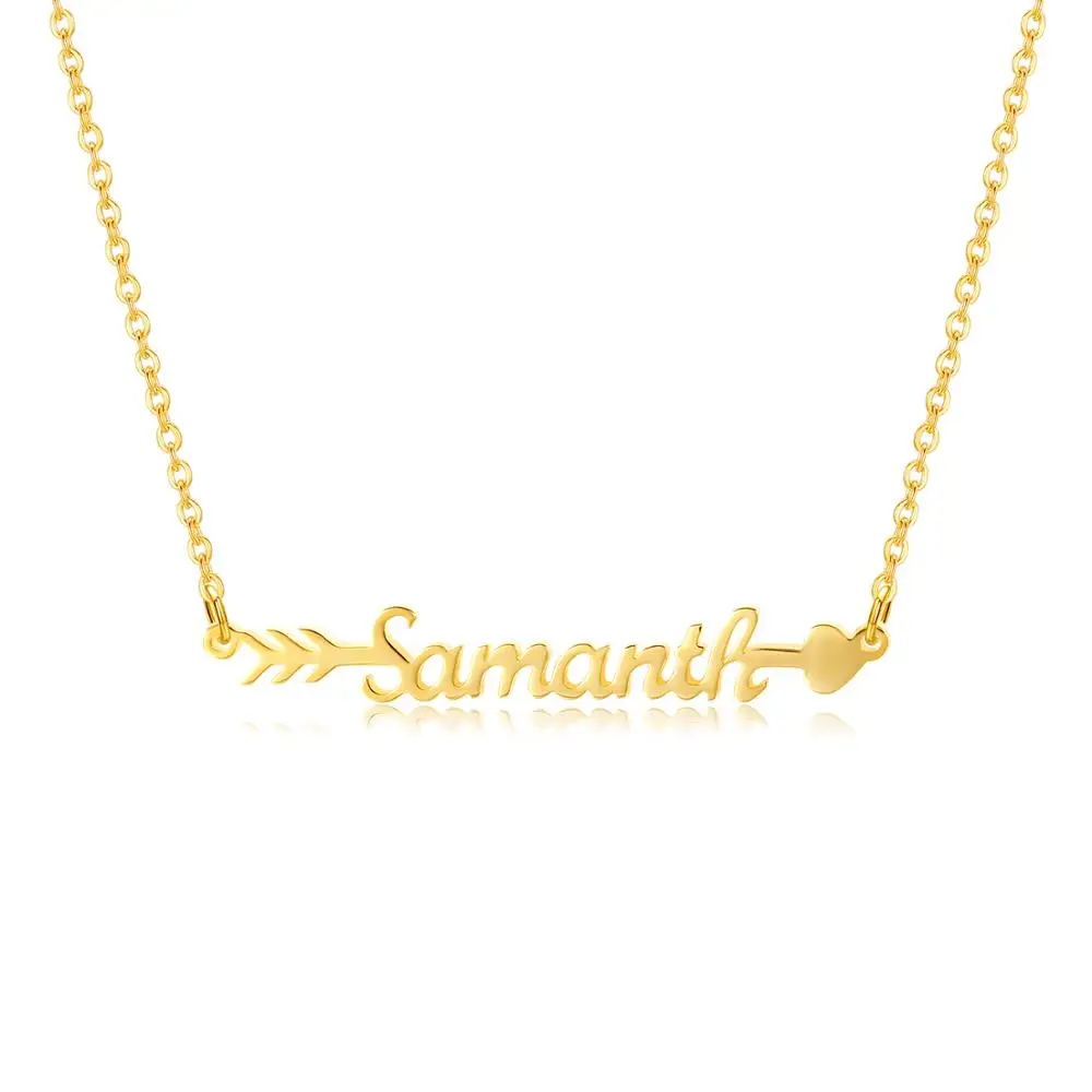 

Zciti Custom Name Necklace Stainless Steel Personalized Arrow By The Name Heart Gold Choker Necklace Pendant Nameplate Gift