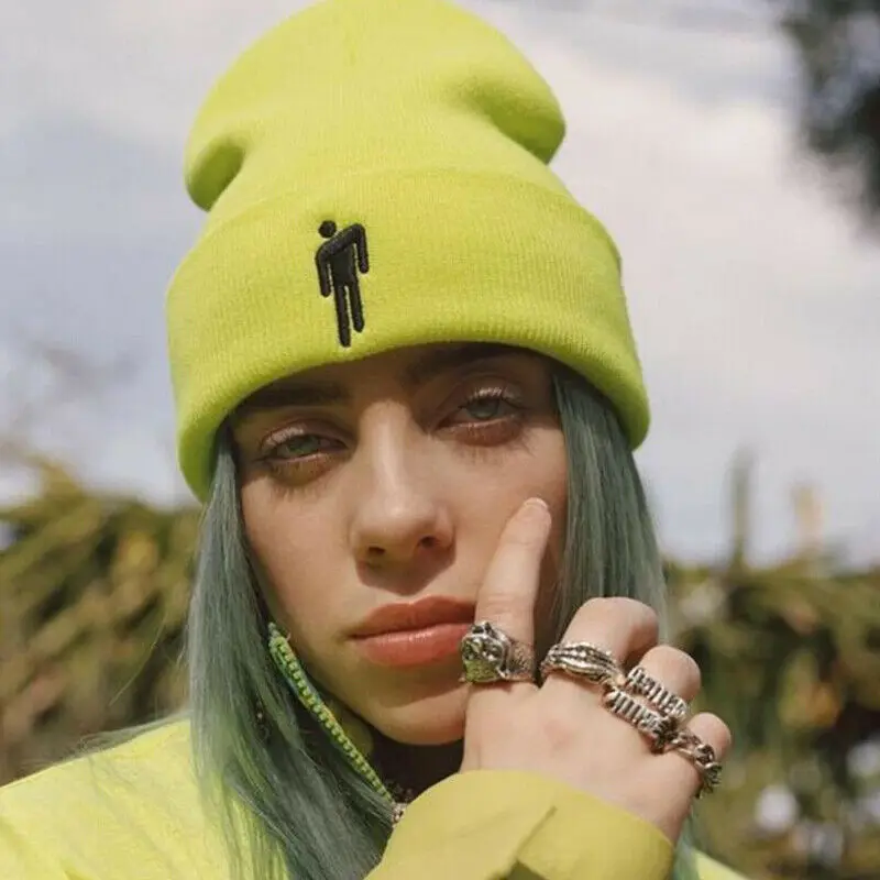Горячая Billie Eilish Beanie Женская и Мужская 5 цветов унисекс Stickman вязаная шапка капот вязаная шапка мешковатая удлиненная шапка зимняя шапка
