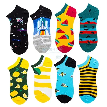 

Casual Invisible Summer Boat Socks Colorful cartoon Short Low Cut No Show Non Slip Shallow Mouth Socks Cotton Happy Socks