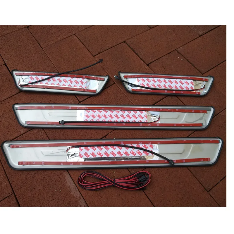 Tucson Car Door Sill Protector LED Light Stainless Steel Door Sill Scuff Plate for HYUNDAI Tucson