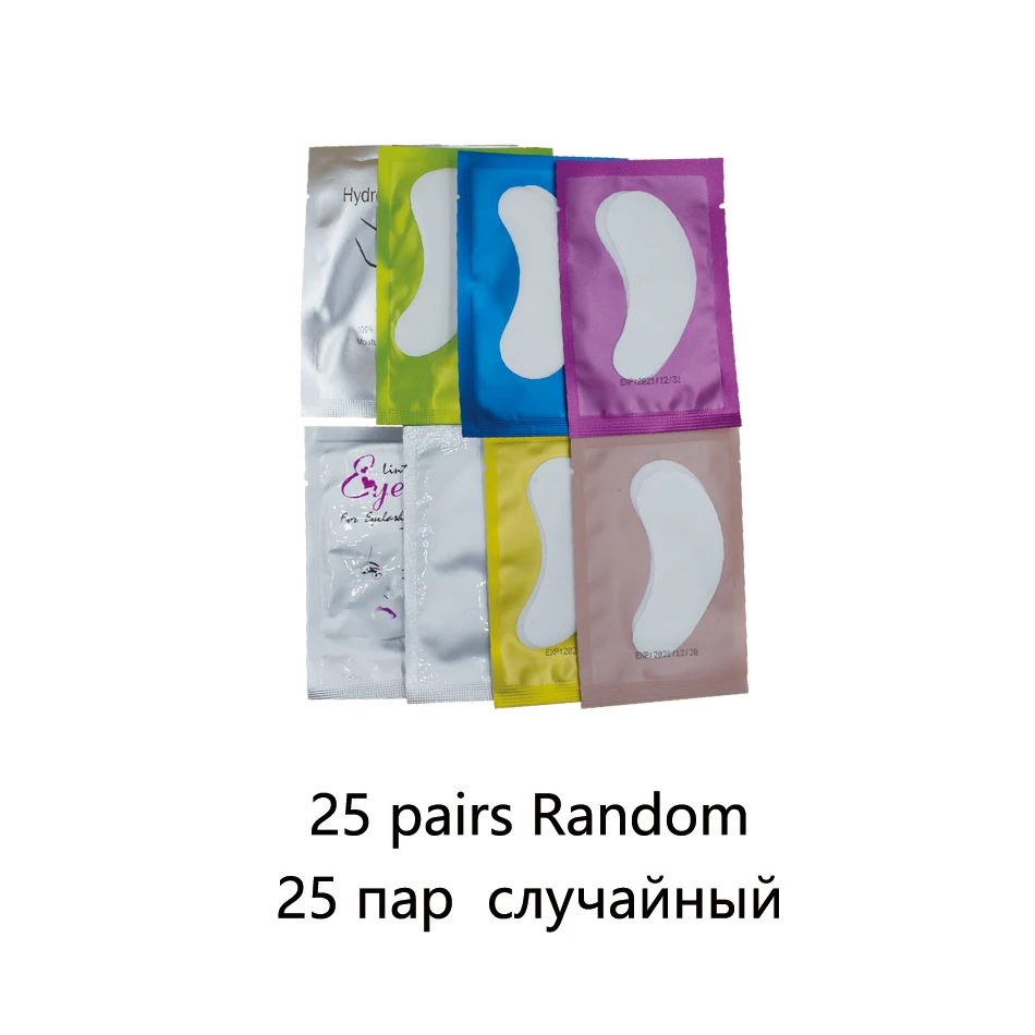 25Pairs Random Бумажные накладки для наращивания ресниц 25 пар подушечки для ресниц под глазные накладки привитые наклейки для глаз без ворса кончики для глаз женский инструмент для макияжа - Цвет: 25Pairs Random