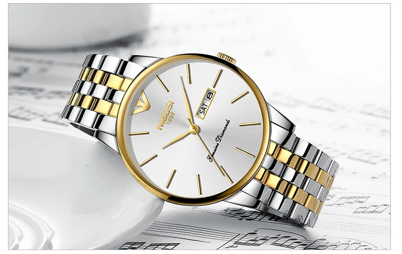 NIBOSI мужские золотые часы классические роскошные модные кварцевые часы с хронографом мужские полностью стальные водонепроницаемые часы Relogio Masculino