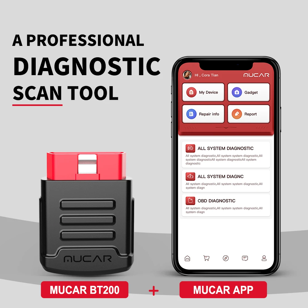 MUCAR BT200 Lifetime Free All Car Full System Oil SAS Obd 2 Diagnostic Tools Bluetooth Scanner for Auto Obd2 Tester 15 Resets Cylinder Stethoscope